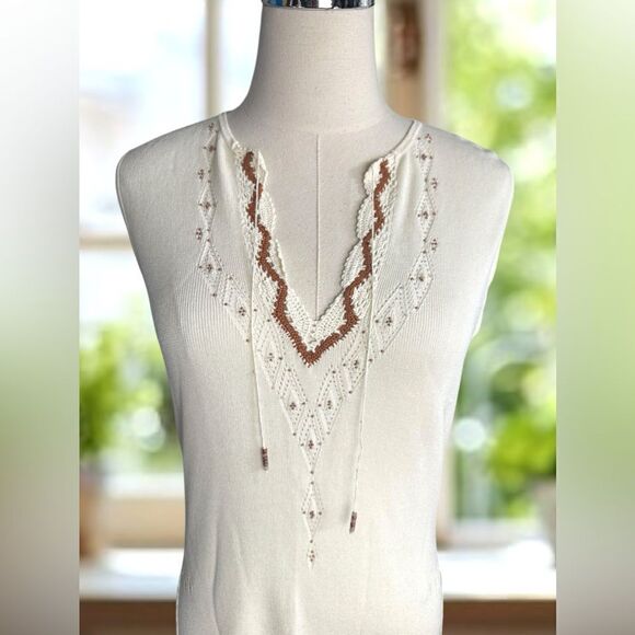 DAVID MEISTER Beaded Embellished Knit Top V-Neck Tank Blouse Size L - Picture 5 of 16